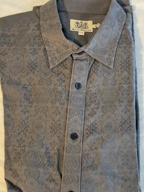 Juicy Couture Paisley Jacquard Button Up Shirt XXL Gray Long Sleeve